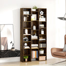 Libreria Moderna 89,5x23,5x181 cm con 21 Scomparti e 10 Ripiani Regolabili in Truciolato Marrone Rustico      