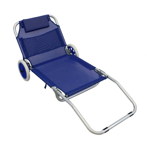 Spiaggina Carrello Pieghevole Steel 145x52x62h cm in Textilene Blu Seconda Scelta online