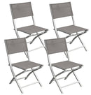 Set 4 Sedie da Giardino 57x46x86 cm in Alluminio Bianco-Grigio