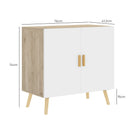 Mobile Multiuso 76x41.2x74 cm con Ripiano Regolabile e Piedini Alti in Legno Bianco e Rovere 