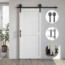 Porta Scorrevole in Stile Country con Binario 91,5x 213,4A cm in Legno e Acciaio Bianco e Nero   