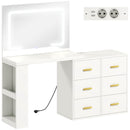 Consolle Trucco con Specchio 118x78x135 cm con Specchio e Luci LED Regolabili in MDF Bianco  