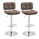 Set 2 Sgabelli da Bar 41,5x45x85-107 cm in Similpelle Marrone e Argento
