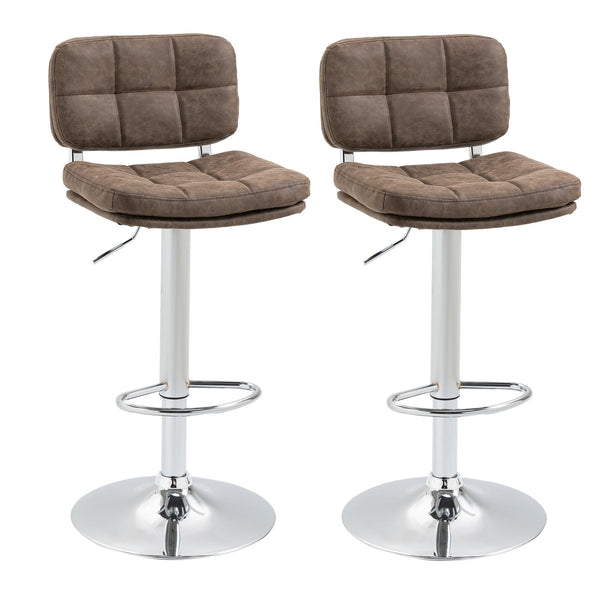 prezzo Set mit 2 Barhockern 41,5 x 45 x 85-107 cm in Kunstleder in Braun und Silber