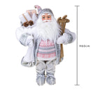 Babbo Natale con Sci H60 cm Bianco/Rosa