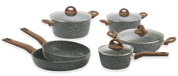 prezzo Soriani Carrara Antihaftbeschichtetes Aluminium-Kochgeschirr-Set, 10-teilig