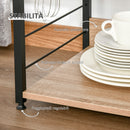 Mobiletto Microonde da Cucina 60x40x125 cm con 4 Ripiani e 4 Ganci in Acciaio e Legno Color Legno      