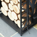 Portalegna Legnaia 46x29x70 cm in Acciaio con Attrezzi  Nero
