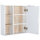 Specchio Armadietto da Bagno Pensile 60x14,5x49,4 cm in MDF e Truciolato Bianco e Legno Naturale