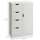 Mobile Bagno con 4 Cassetti e Armadietto 54x29x83 cm Maniglie Ritagliate in Legno Bianco      