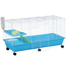Gabbia per Roditori in Acciaio 100x43x53 cm con Rotelle  Blu e Bianco