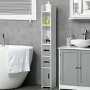 Mobile a Colonna con Mensole e Armadietti 15x17x120 cm in MDF e Legno Truciolare Bianco e Grigio