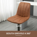 Set 2 Sgabelli Imbottiti 45x54x96-117 cm in Acciaio e Similpelle Marrone e Grigio