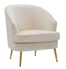 Poltrona Loxy Crema 68x72x80 cm in Legno e Velluto Crema e Oro