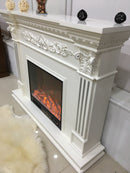 Camino Elettrico da Pavimento 116x150x33 cm Effetto Fiamma 1500W Marseilles Bianco