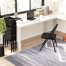 Set 2 Sedie Pieghevoli Imbottite 45x46x78 cm in Finta Pelle PU e Metallo Nero      