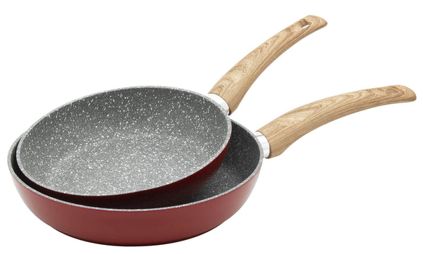 Set 2 Pfannen 20-24 cm aus geschmiedetem Aluminium Antihaft-Induktionskollektion Ortles Rot sconto