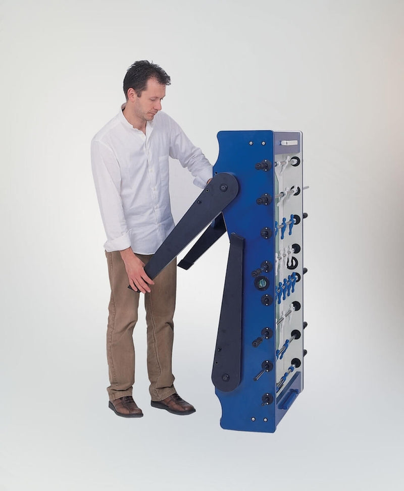 Calciobalilla in Mdf Blu con Aste Rientranti e Gambe Pieghevoli Garlando Foldy