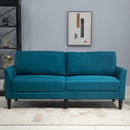 Divano 3 Posti 191x79x87 cmcon Seduta Profonda e Imbottitura Spessa in Tessuto  Blu Pavone      
