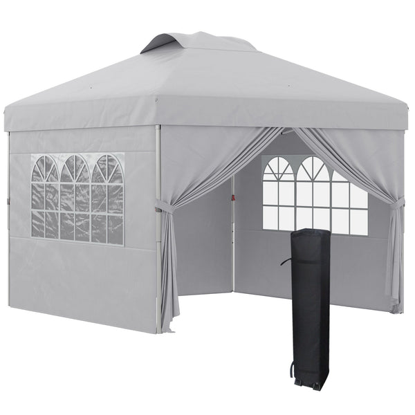 Gazebo da Giardino 297x297x284 cm con Altezza Regolabile su 3 Livelli e Finestre Grigio Chiaro online