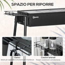 Barbecue a Carbonella 94x39x70 cm 2 Griglie e Cestini Laterali in Acciaio e Metallo Nero   