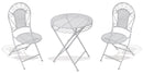 Set Tavolino e 2 Sedie Pieghevoli da Giardino in Ferro Battuto Soriani New Loire Breafast Bianco