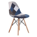 Set 4 Sedie 85x48x54 cm in Tessuto Patchwork da Interno Blu e Bianco