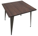 Tavolo Square Industrial 80x80x75 cm ELM Legno e Ferro Marrone