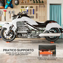 Cavalletto per Moto 15x11,5x4 cm con Sostegno Antiscivolo e 3 Rulli in Acciaio e Alluminio Arancione  