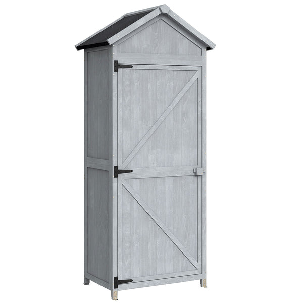 Armadio da Esterno 77x52,5x178 cm Armadio con Banco Lavoro Ribaltabile in Legno Grigio prezzo