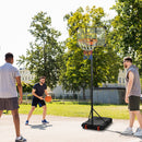 Canestro Basket da Esterno Ruote e Base Riempibile Altezza Regolabile 2,1-2,4 m Giallo  