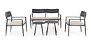 Set 5 Pezzi Salotto da Giardino con Divano 2 Poltrone e 2 Tavolini in Acciaio e Spunpoly Gargano Antracite 