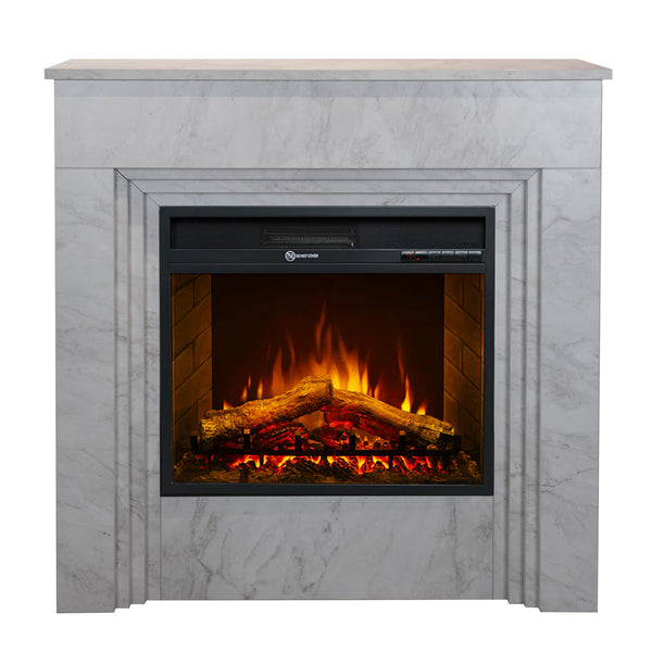 online Camino Elettrico da Terra 96x35x96 cm Bellini in Legno Effetto Marmo Bianco