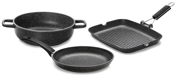 Olympia Hard Cook 3-teiliges Kochgeschirr-Set aus Aluminiumdruckguss mit Antihaftbeschichtung sconto