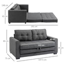 Divano Letto 151x75x85 cm 2 Posti con Imbottitura e Molle in Tessuto Grigio  