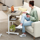 Scrivania Moderna Salvaspazio 56x51x79 cm con Cassetto Scorrevole e Ruote in Legno Ingegnerizzato e Metallo Bianco e Rovere  