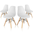 Set 4 Sedie con Stuttura in Legno e Seduta in Resina Luka Bianche