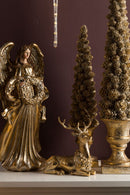 Set 2 Statuine Renne 22 cm in Resina Oro