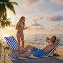 Set 2 Sdraio da Spiaggia 154x57x52 cm con Schienale Regolabile su 4 Livelli in Acciaio e Poliestere Blu Bianco      