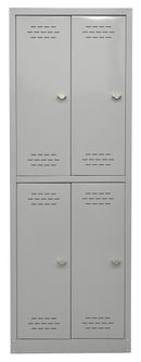 Armadio Spogliatoio 4 Ante 60x40x167 cm in Metallo Verniciato Grigio Chiaro