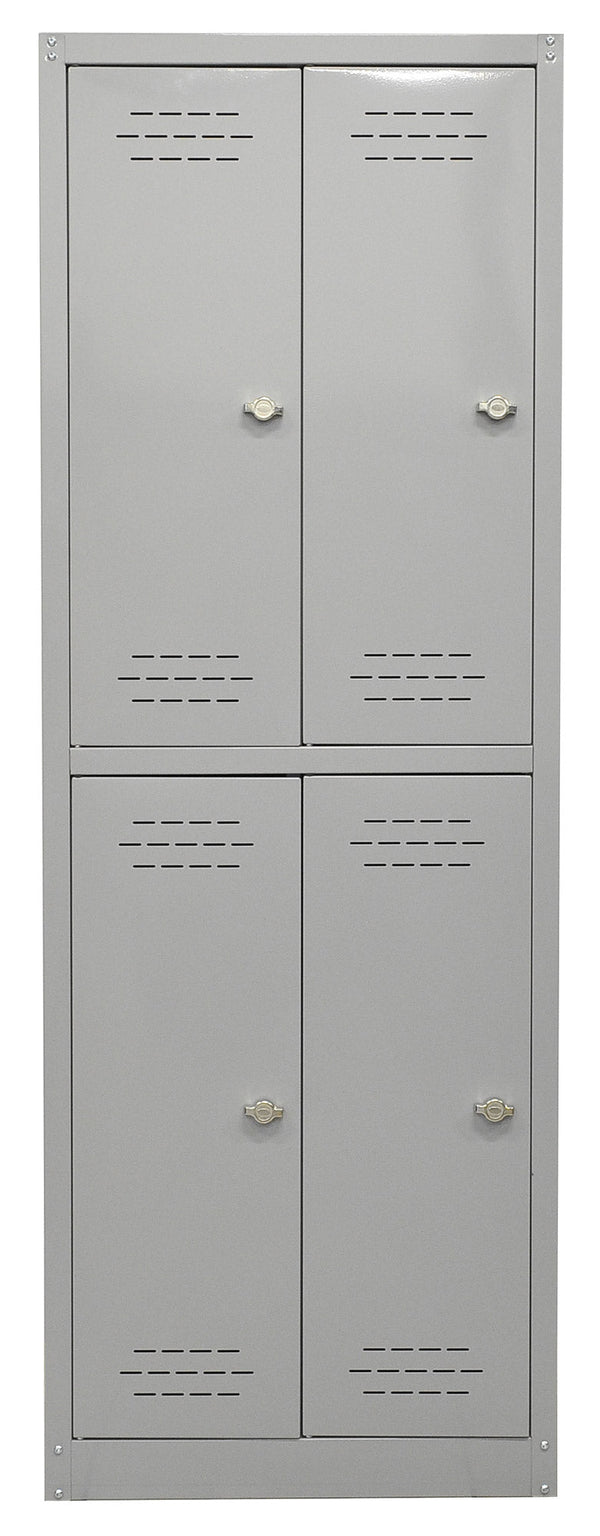 sconto Schminkschrank 4 Türen 60 x 40 x 167 cm aus hellgrau lackiertem Metall