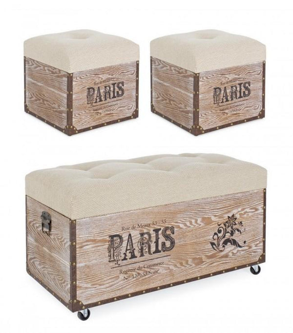 Set 3 Travel Paris Rope Hocker aus Holz acquista
