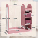 Armadio Aperto Appendiabiti per Bambine con Specchio e Ripiani 92x36x106 cm Rosa  