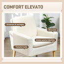 Poltrona per Salotto in Tessuto Teddy 75x78x81 cm Bianco Crema   