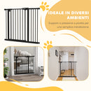 Cancellino per Cani Regolabile 74-100x77 cm con Chiusura Automatica in Acciaio e Plastica Nero  