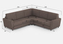 Divano Angolare 5 Posti 228x228x85 cm Yasel in Tessuto Talpa