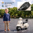 Moto Elettrica per Bambini 1,5-3 Anni Licenza Piaggio Mini Vespa GTS 66,5x38x52 cm 6 V con Batteria al Litio 2,5 km/h Max 25 kg Bianco      