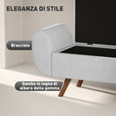Panca Contenitore Fondo Letto con Braccioli 132x42x50 cm Vano da 53,8L in Tessuto Grigio  