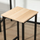 Set Tavolo con 2 Sgabelli in Legno e Acciaio  Nero