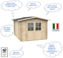 Casetta Box da Giardino per Attrezzi 250x250 cm con Porta Doppia Finestrata in Legno Naturale